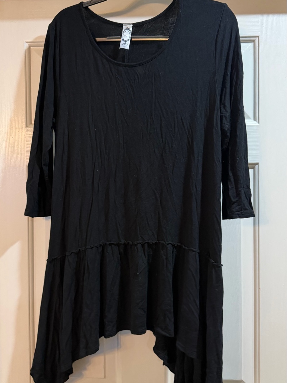 Honeyme Black Ruffled Hem Tunic Top